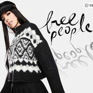Free People Nordic Knit Sweater - Black and White